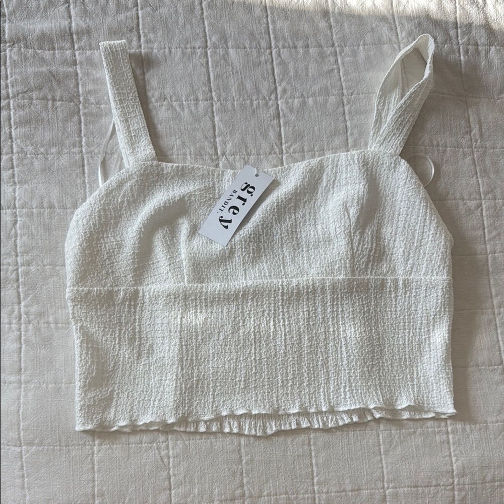 Textured White Crop Top